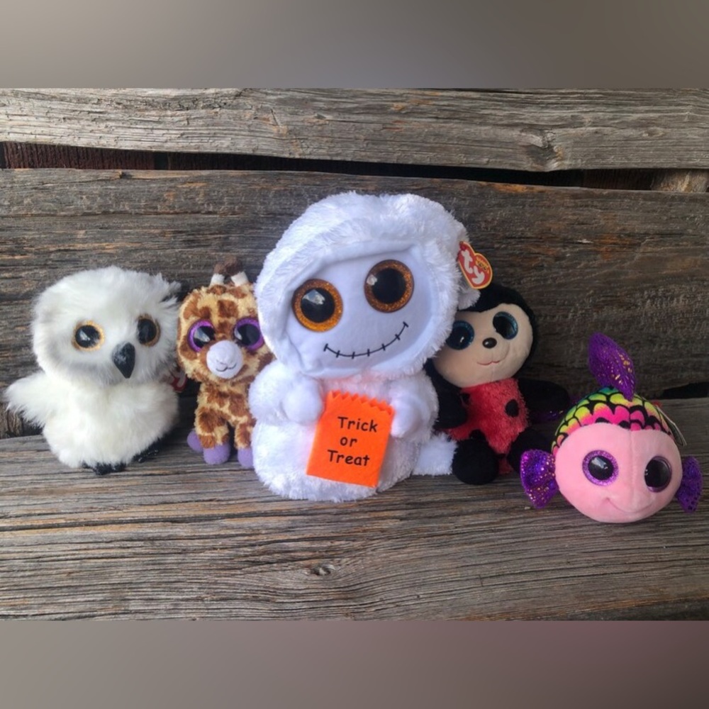Beanie Boo 5pc Mixed lot Mist,Flippy,Austin,Safari,Izzy Plushie Stuffie Ghost ❤️